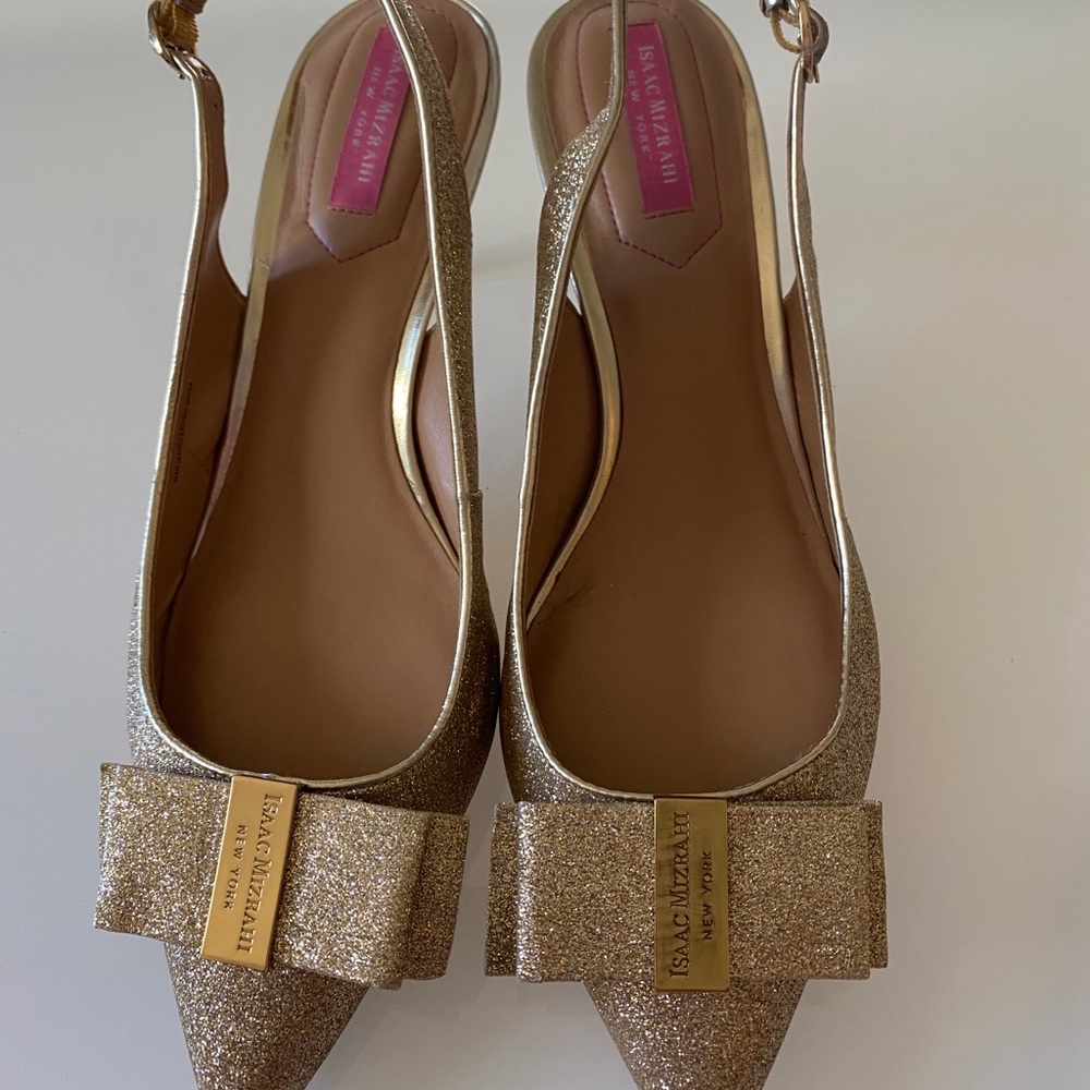 Isaac Mizrahi Slingback Gold Sparkle Size 10